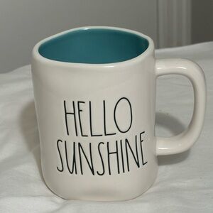 New Rae Dunn Hello Sunshine flip flops mug coffee cup blue black white summer